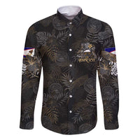 Personalized Shaka Girls America Samoa Family Matching Summer Maxi Dress and Hawaiian Shirt Tropical Flowers Vintage DT02 Dad's Shirt - Long Sleeve Black - Polynesian Pride