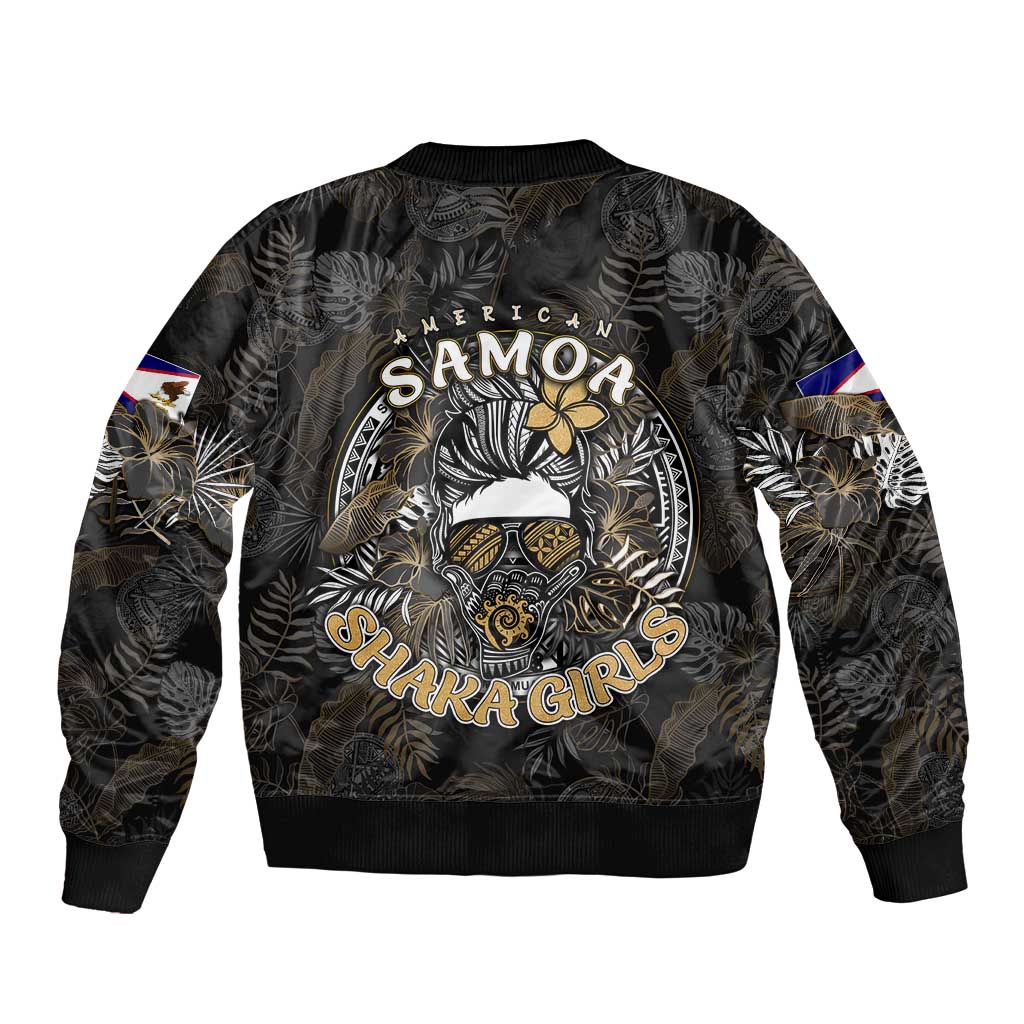 Personalized Shaka Girls America Samoa Sleeve Zip Bomber Jacket Tropical Flowers Vintage DT02 - Polynesian Pride