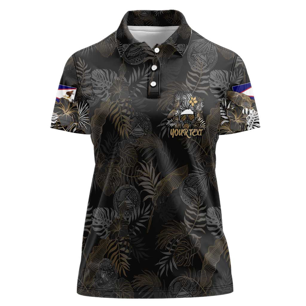 Personalized Shaka Girls America Samoa Women Polo Shirt Tropical Flowers Vintage DT02 Female Black - Polynesian Pride