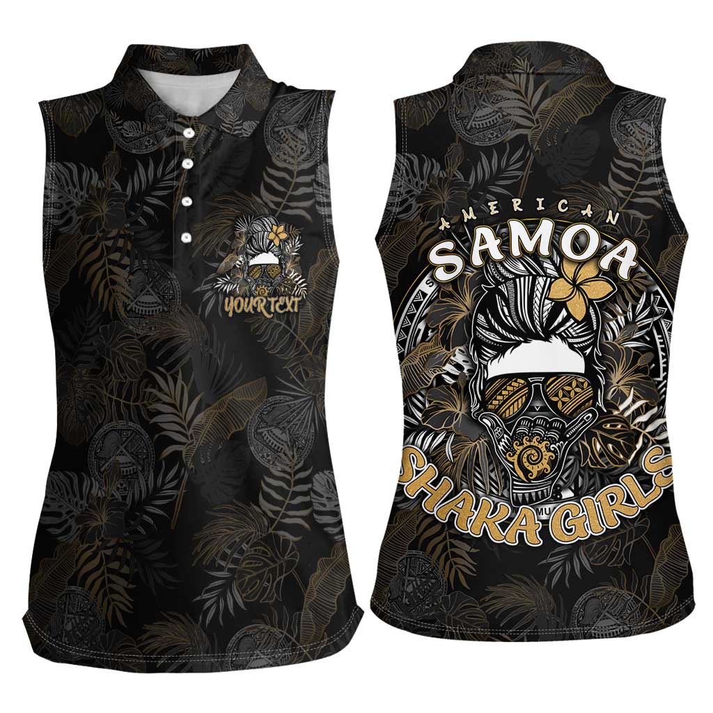 Personalized Shaka Girls America Samoa Women Sleeveless Polo Shirt Tropical Flowers Vintage DT02 - Polynesian Pride