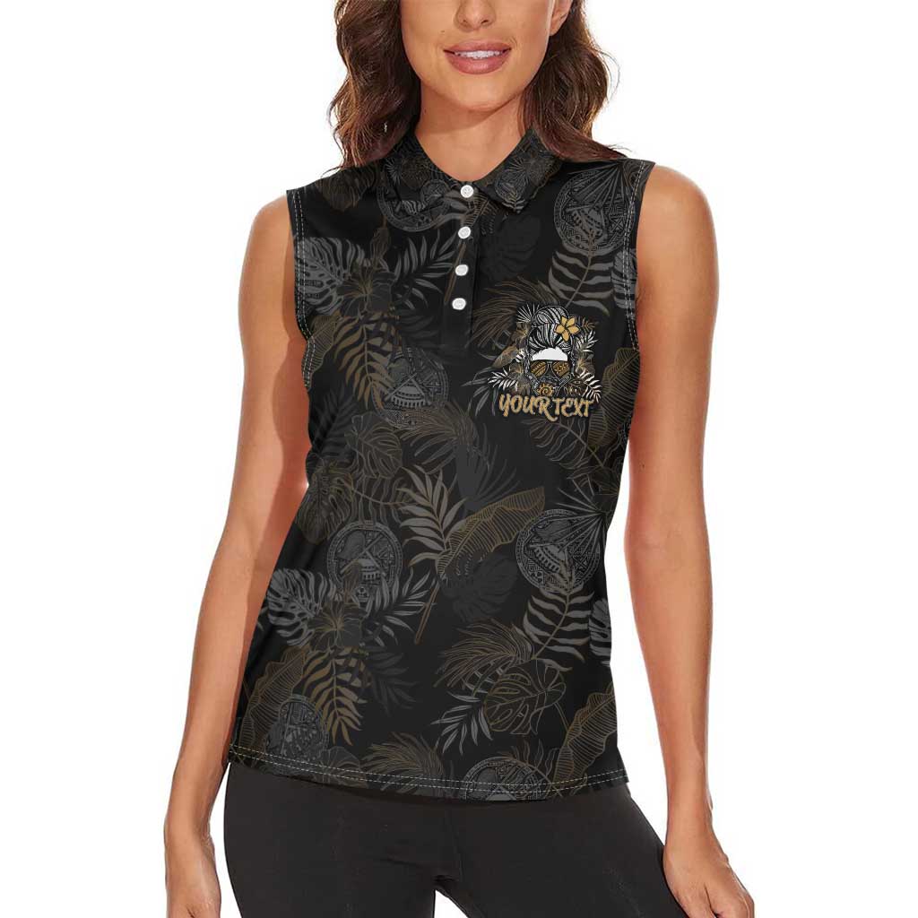 Personalized Shaka Girls America Samoa Women Sleeveless Polo Shirt Tropical Flowers Vintage DT02 - Polynesian Pride