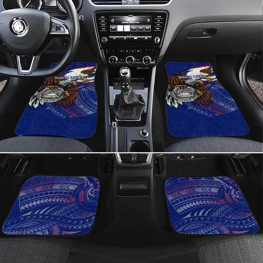 American Samoa Car Mats Brave Eagle Flag Color DT02 Set 4pcs Blue - Polynesian Pride