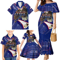 American Samoa Family Matching Mermaid Dress and Hawaiian Shirt Brave Eagle Flag Color DT02 - Polynesian Pride