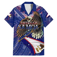 American Samoa Family Matching Mermaid Dress and Hawaiian Shirt Brave Eagle Flag Color DT02 Dad's Shirt - Short Sleeve Blue - Polynesian Pride