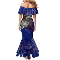 American Samoa Family Matching Mermaid Dress and Hawaiian Shirt Brave Eagle Flag Color DT02 - Polynesian Pride