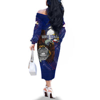 American Samoa Family Matching Off The Shoulder Long Sleeve Dress and Hawaiian Shirt Brave Eagle Flag Color DT02 - Polynesian Pride