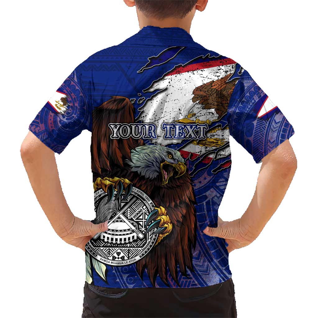 American Samoa Family Matching Short Sleeve Bodycon Dress and Hawaiian Shirt Brave Eagle Flag Color DT02 - Polynesian Pride