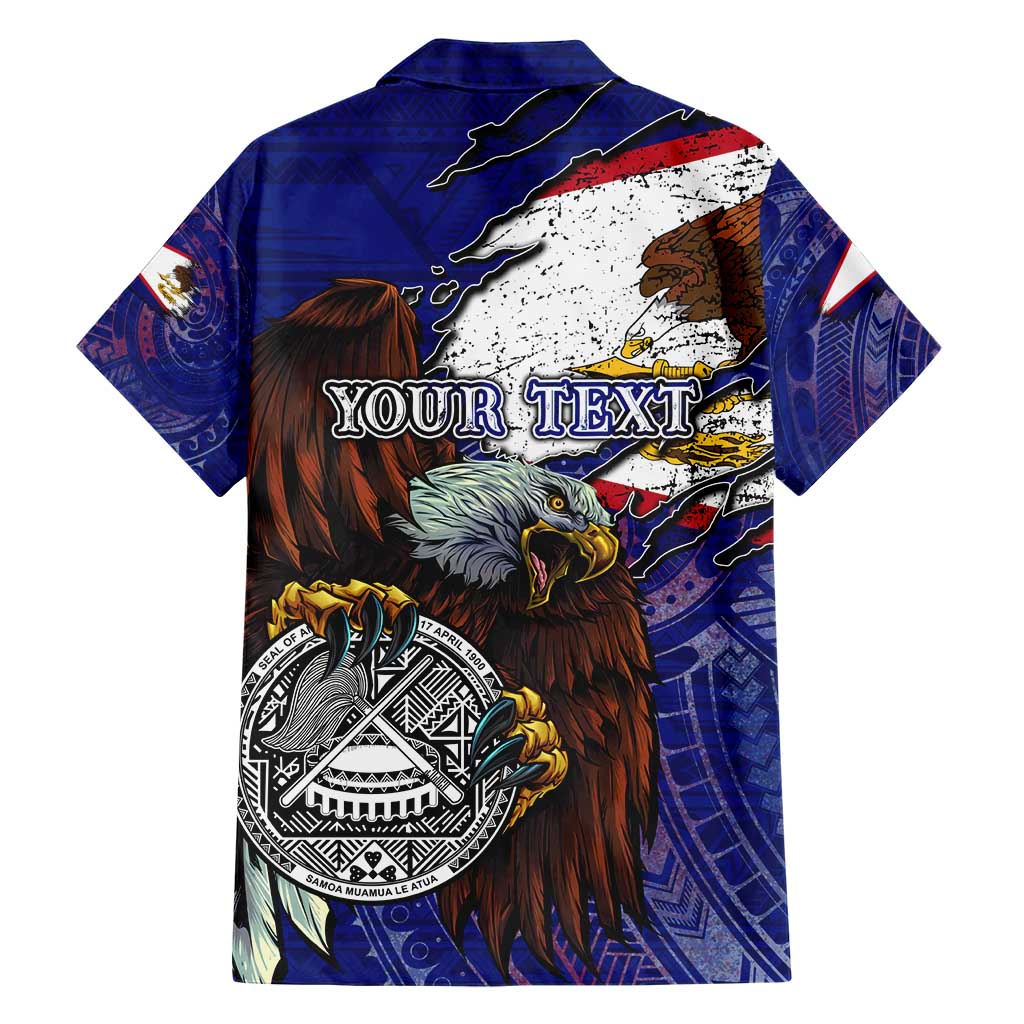 American Samoa Family Matching Short Sleeve Bodycon Dress and Hawaiian Shirt Brave Eagle Flag Color DT02 - Polynesian Pride