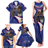 American Samoa Family Matching Tank Maxi Dress and Hawaiian Shirt Brave Eagle Flag Color DT02 - Polynesian Pride