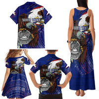 American Samoa Family Matching Tank Maxi Dress and Hawaiian Shirt Brave Eagle Flag Color DT02 - Polynesian Pride