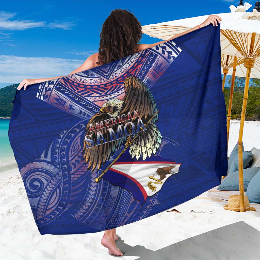American Samoa Sarong Brave Eagle Flag Color DT02 One Size 44 x 66 inches Blue - Polynesian Pride