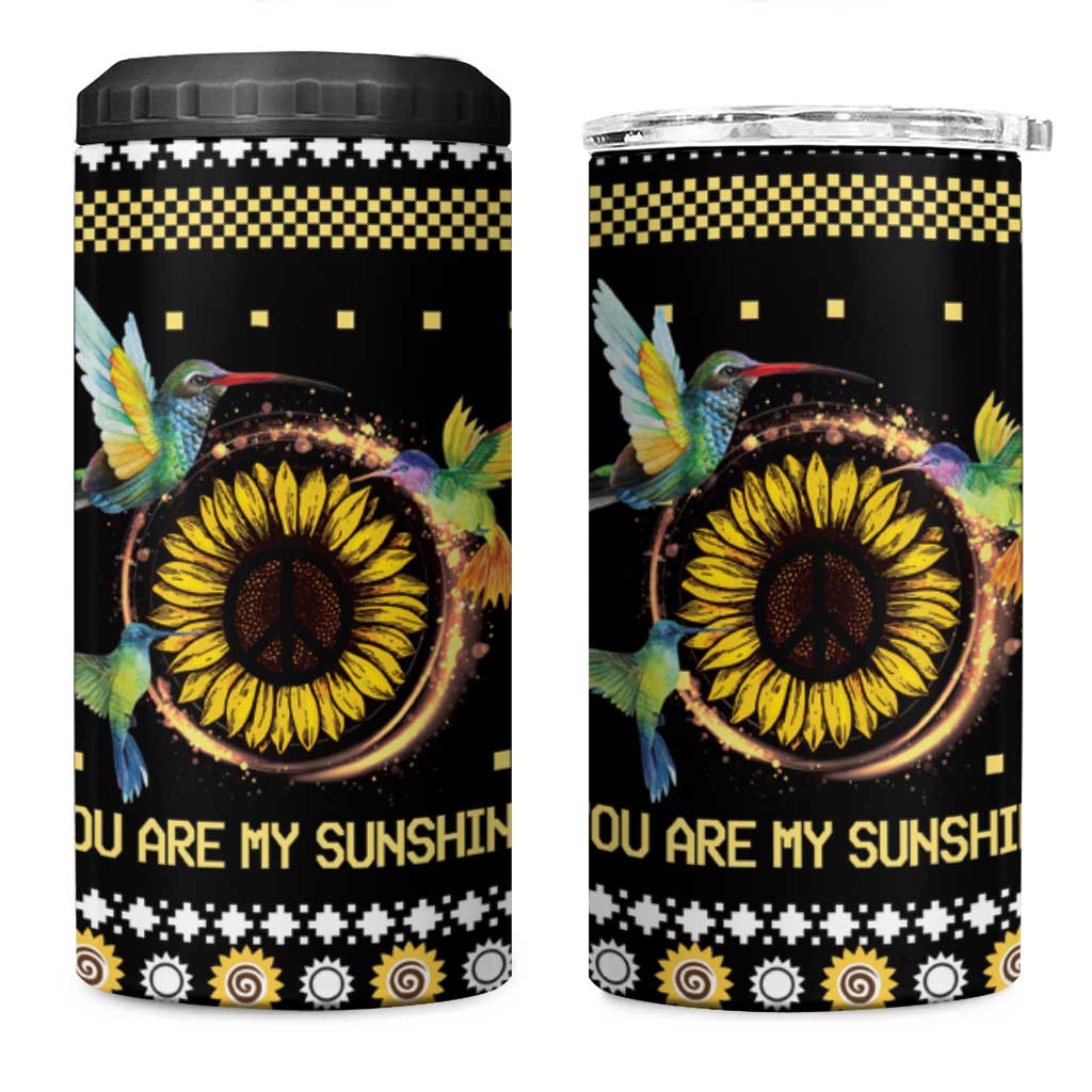 Hummingbird Sunflower Christmas 4 in 1 Can Cooler Tumbler You Are My Sunshine DT03 One Size: 16 oz Black - Polynesian Pride