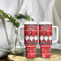 Chillin With My Gnomies Tumbler With Handle Merry Christmas
