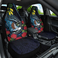 New Zealand Tui Bird Car Seat Cover Maori Koru Mix Pohutukawa DT04 One Size Black - Polynesian Pride
