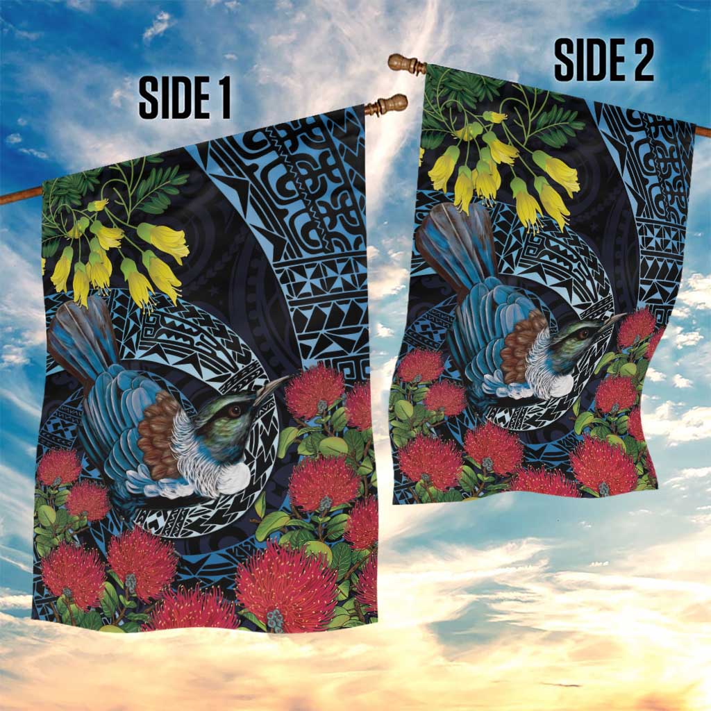 New Zealand Tui Bird Garden Flag Maori Koru Mix Pohutukawa DT04 - Polynesian Pride