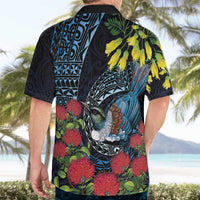 New Zealand Tui Bird Hawaiian Shirt Maori Koru Mix Pohutukawa DT04 - Polynesian Pride