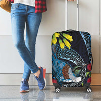 New Zealand Tui Bird Luggage Cover Maori Koru Mix Pohutukawa DT04 - Polynesian Pride