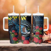 New Zealand Tui Bird Tumbler With Handle Maori Koru Mix Pohutukawa DT04 - Polynesian Pride