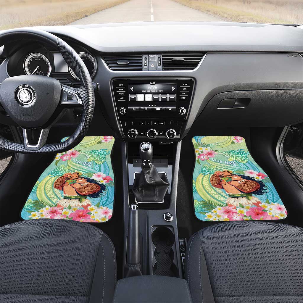 Hawaii Father's Day Car Mats Happy Father And Child DT04 Set 2pcs - Front Green - Polynesian Pride