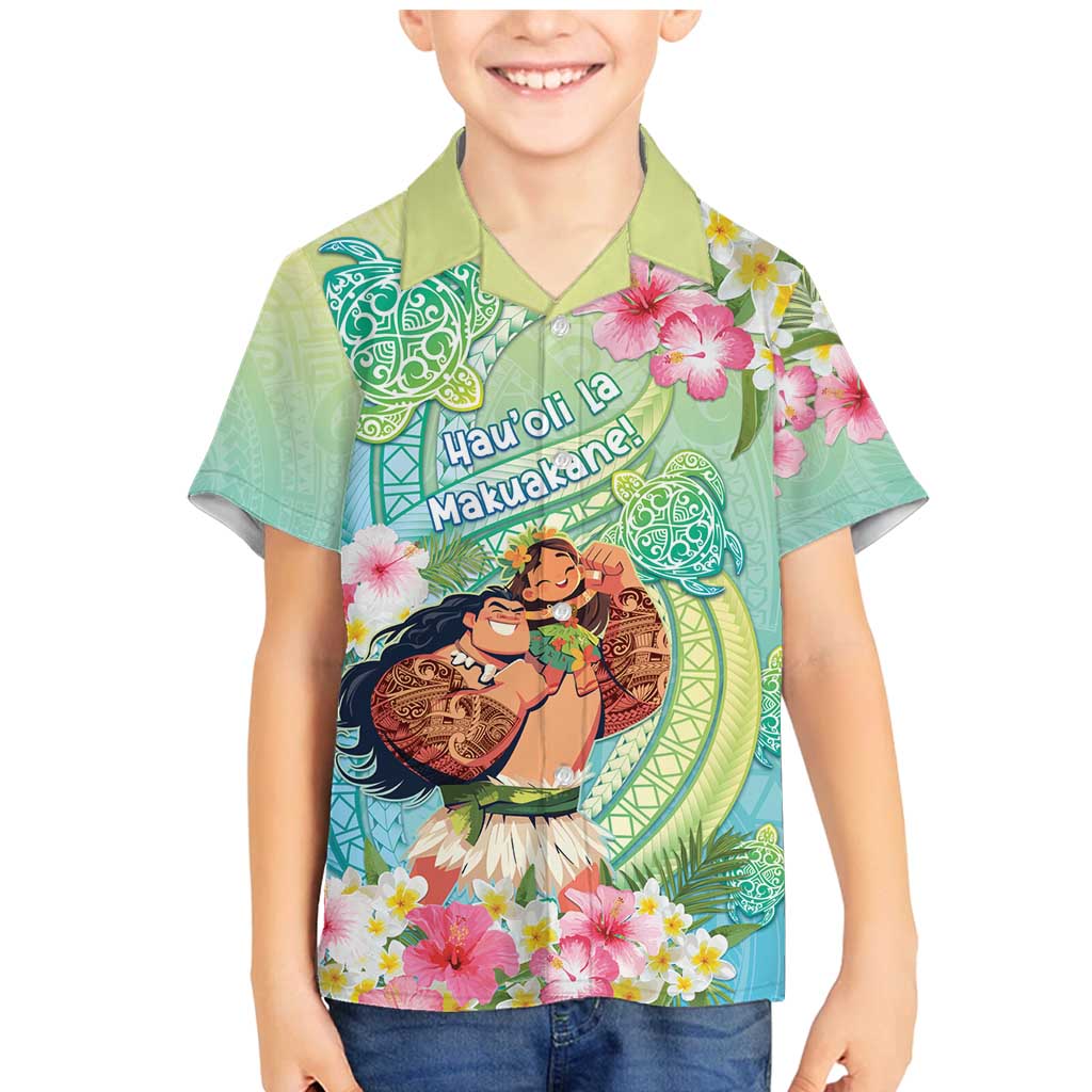 Personalised Hawaii Father's Day Family Matching Mermaid Dress and Hawaiian Shirt Happy Father And Child DT04 Son's Shirt Green - Polynesian Pride