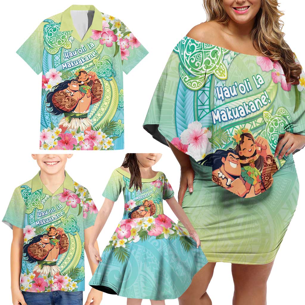 Personalised Hawaii Father's Day Family Matching Off Shoulder Short Dress and Hawaiian Shirt Happy Father And Child DT04 - Polynesian Pride