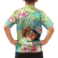 Personalised Hawaii Father's Day Family Matching Short Sleeve Bodycon Dress and Hawaiian Shirt Happy Father And Child DT04 - Polynesian Pride