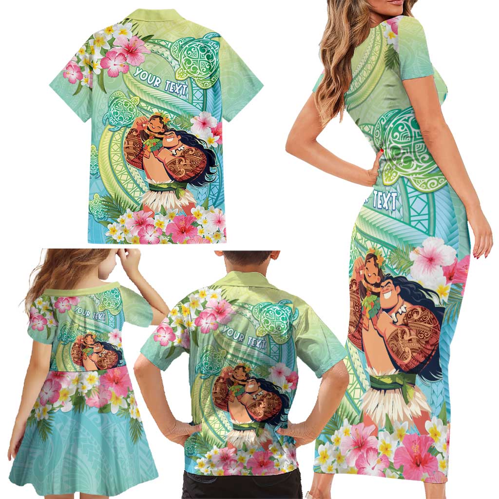 Personalised Hawaii Father's Day Family Matching Short Sleeve Bodycon Dress and Hawaiian Shirt Happy Father And Child DT04 - Polynesian Pride