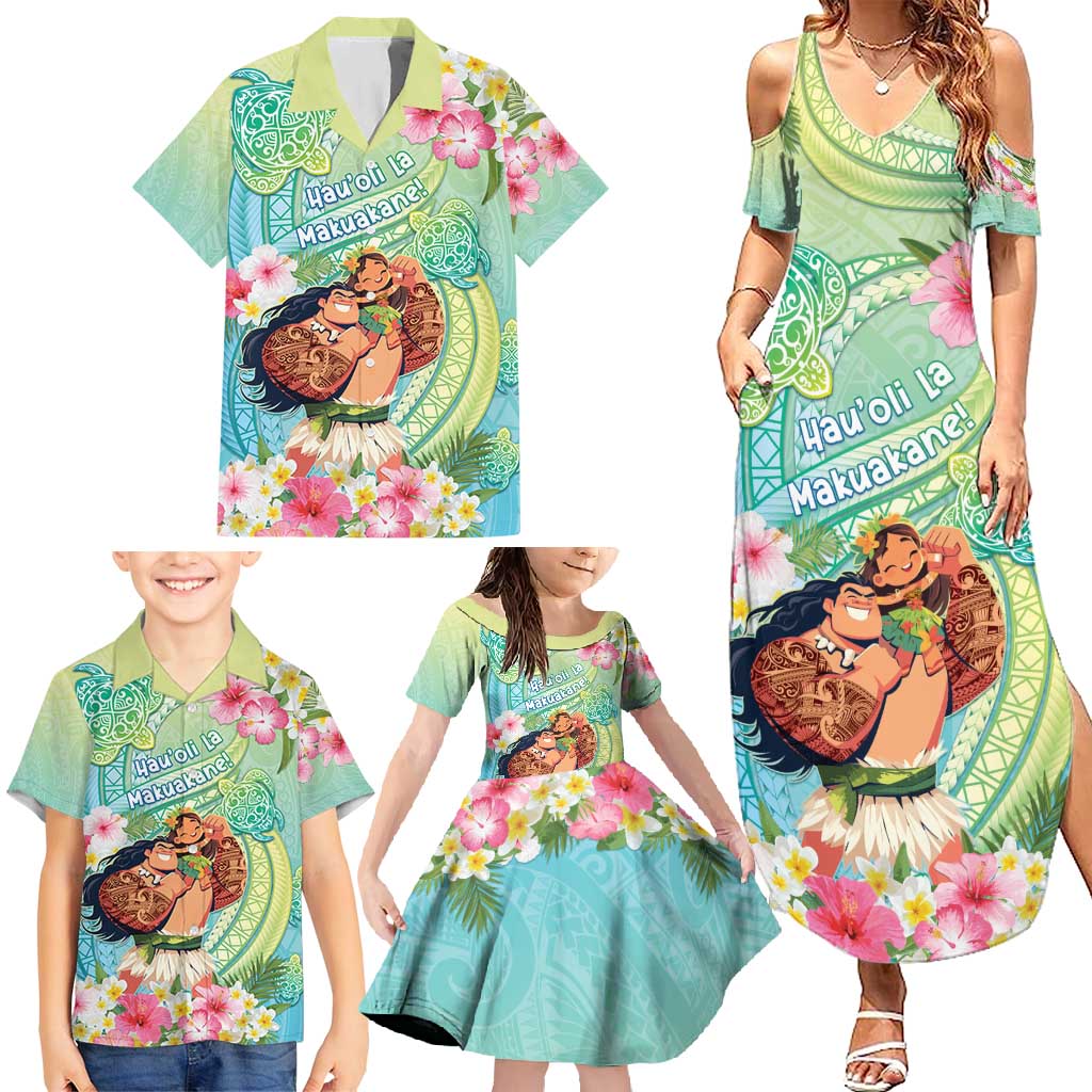 Personalised Hawaii Father's Day Family Matching Summer Maxi Dress and Hawaiian Shirt Happy Father And Child DT04 - Polynesian Pride