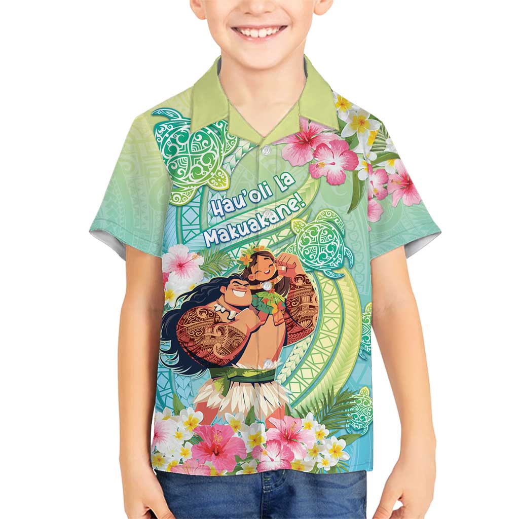 Personalised Hawaii Father's Day Family Matching Summer Maxi Dress and Hawaiian Shirt Happy Father And Child DT04 Son's Shirt Green - Polynesian Pride