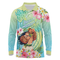Personalised Hawaii Father's Day Long Sleeve Polo Shirt Happy Father And Child DT04 Green - Polynesian Pride
