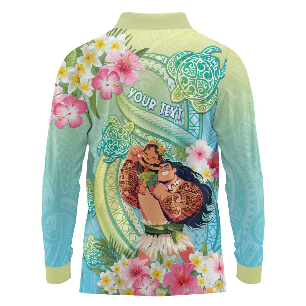 Personalised Hawaii Father's Day Long Sleeve Polo Shirt Happy Father And Child DT04 - Polynesian Pride