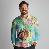 Personalised Hawaii Father's Day Long Sleeve Polo Shirt Happy Father And Child DT04 - Polynesian Pride