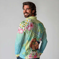 Personalised Hawaii Father's Day Long Sleeve Polo Shirt Happy Father And Child DT04 - Polynesian Pride