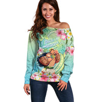 Personalised Hawaii Father's Day Off Shoulder Sweater Happy Father And Child