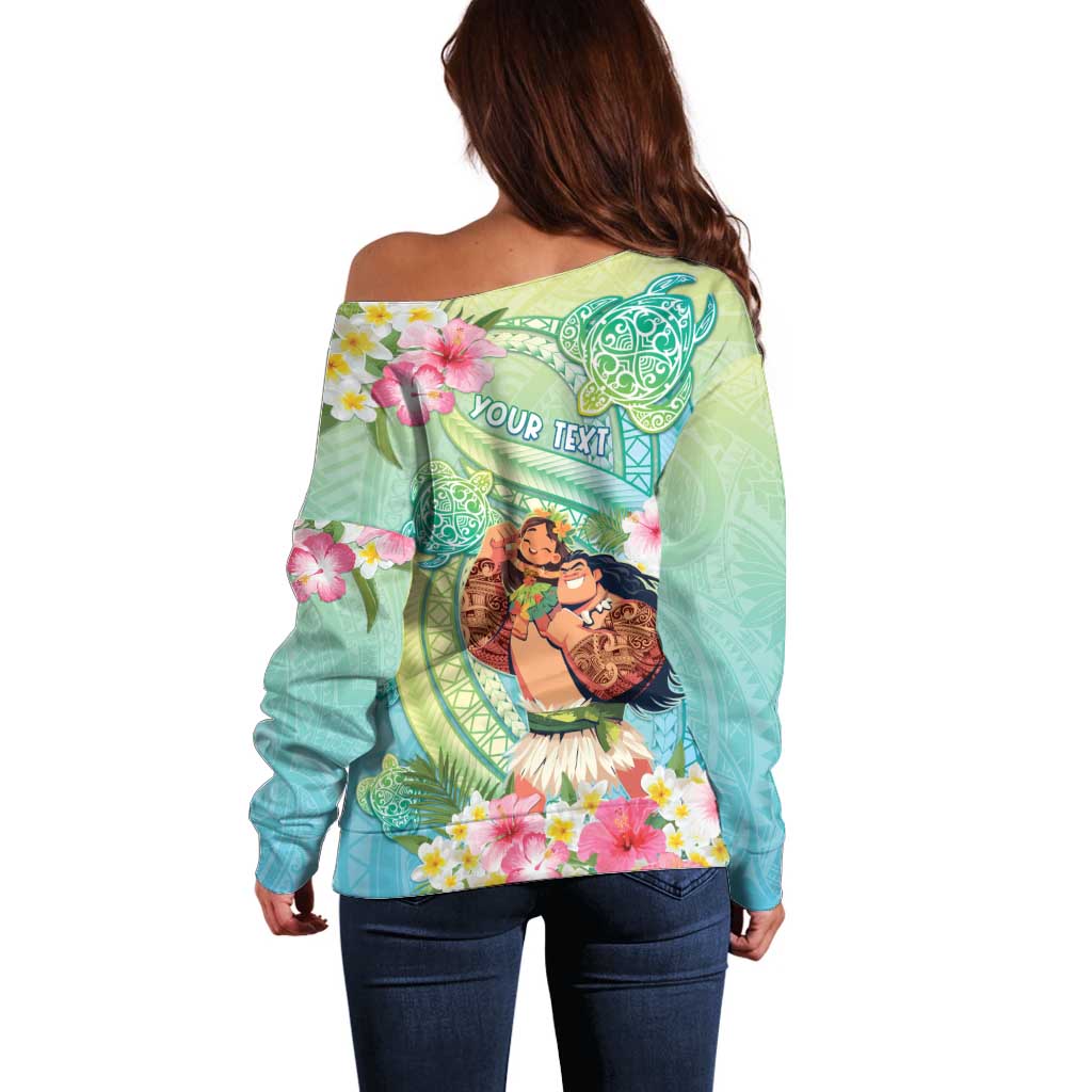 Personalised Hawaii Father's Day Off Shoulder Sweater Happy Father And Child
