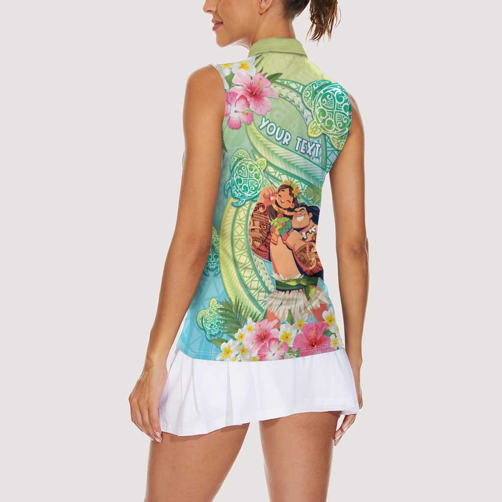 Personalised Hawaii Father's Day Women Sleeveless Polo Shirt Happy Father And Child DT04 - Polynesian Pride