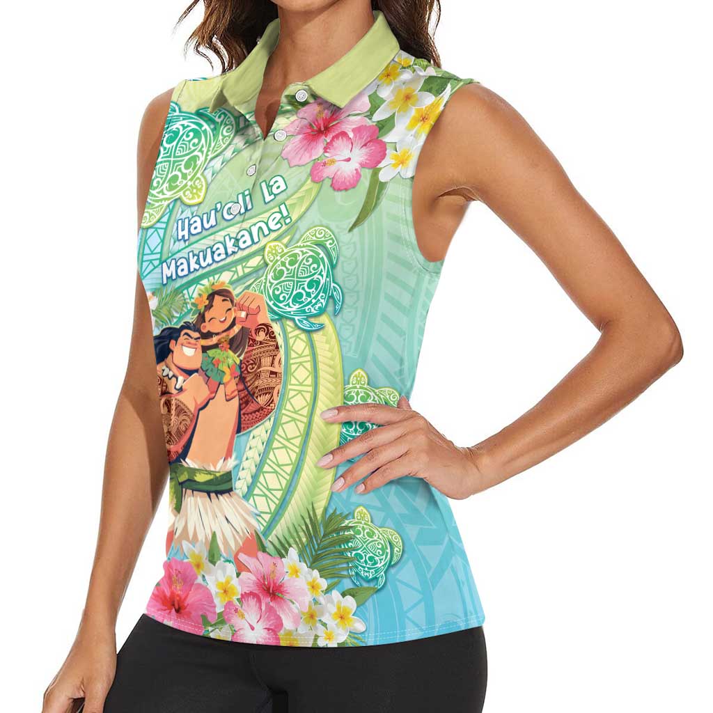 Personalised Hawaii Father's Day Women Sleeveless Polo Shirt Happy Father And Child DT04 - Polynesian Pride