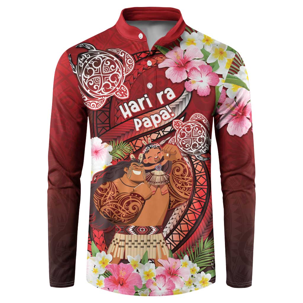 Personalised New Zealand Father's Day Button Sweatshirt Happy Father And Child DT04 Red - Polynesian Pride