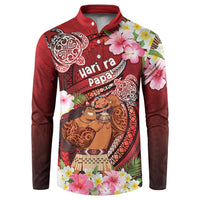 Personalised New Zealand Father's Day Button Sweatshirt Happy Father And Child DT04 Red - Polynesian Pride