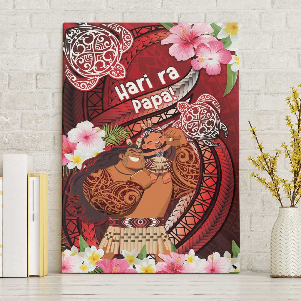 New Zealand Father's Day Canvas Wall Art Happy Father And Child DT04 Without Frame Red - Polynesian Pride