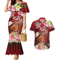 Personalised New Zealand Father's Day Couples Matching Mermaid Dress and Hawaiian Shirt Happy Father And Child DT04 Red - Polynesian Pride
