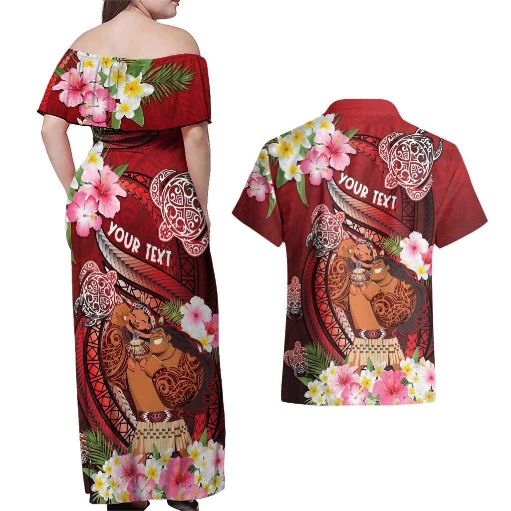 Personalised New Zealand Father's Day Couples Matching Off Shoulder Maxi Dress and Hawaiian Shirt Happy Father And Child DT04 - Polynesian Pride