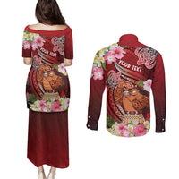 Personalised New Zealand Father's Day Couples Matching Puletasi and Long Sleeve Button Shirt Happy Father And Child DT04 - Polynesian Pride