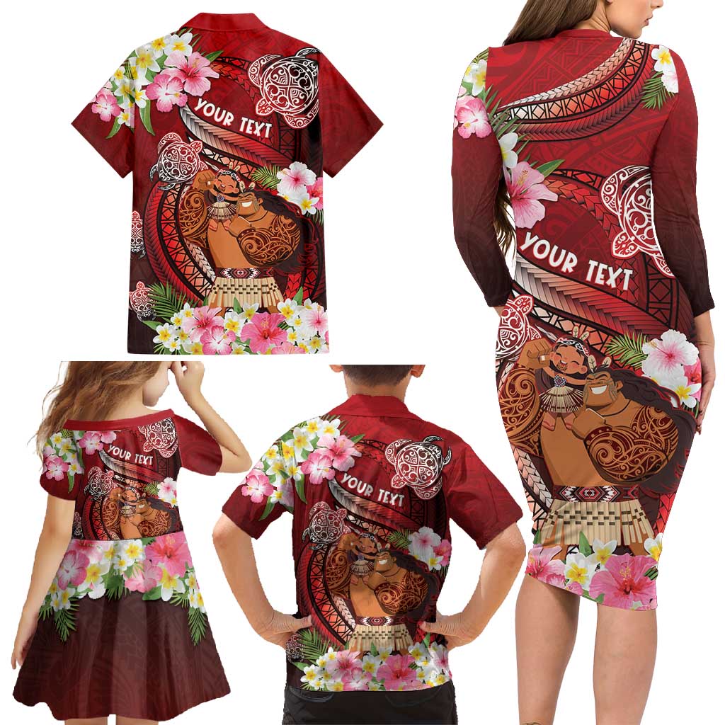 Personalised New Zealand Father's Day Family Matching Long Sleeve Bodycon Dress and Hawaiian Shirt Happy Father And Child DT04 - Polynesian Pride