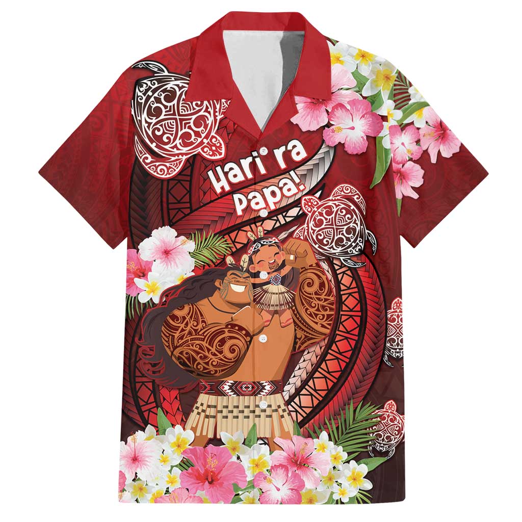 Personalised New Zealand Father's Day Family Matching Long Sleeve Bodycon Dress and Hawaiian Shirt Happy Father And Child DT04 Dad's Shirt - Short Sleeve Red - Polynesian Pride