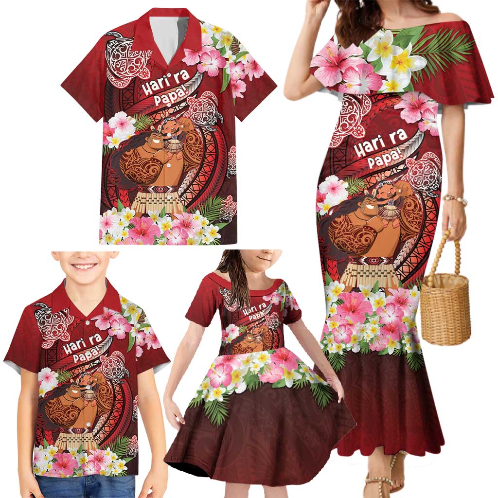 Personalised New Zealand Father's Day Family Matching Mermaid Dress and Hawaiian Shirt Happy Father And Child DT04 - Polynesian Pride