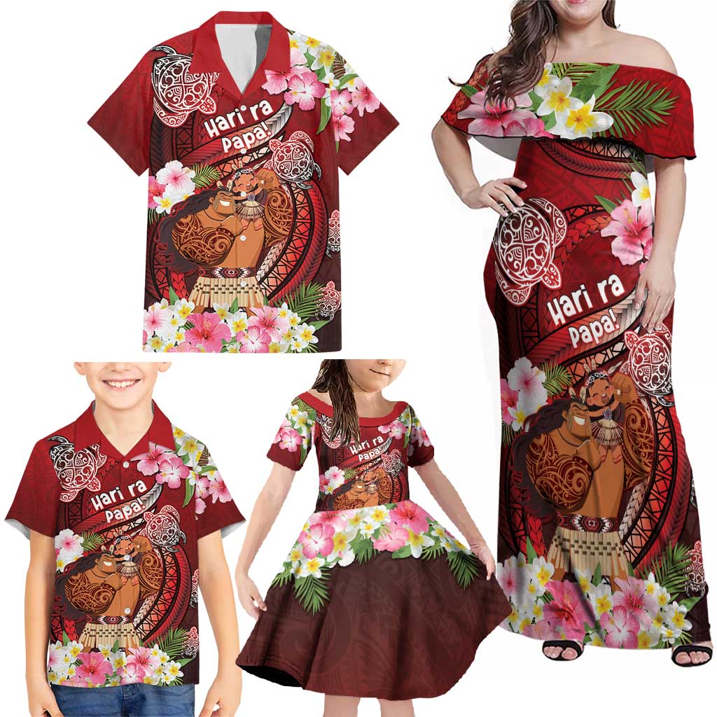 Personalised New Zealand Father's Day Family Matching Off Shoulder Maxi Dress and Hawaiian Shirt Happy Father And Child DT04 - Polynesian Pride