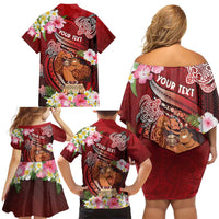 Personalised New Zealand Father's Day Family Matching Off Shoulder Short Dress and Hawaiian Shirt Happy Father And Child DT04 - Polynesian Pride