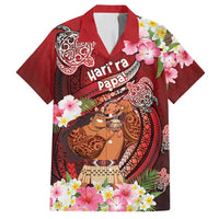 Personalised New Zealand Father's Day Family Matching Off Shoulder Short Dress and Hawaiian Shirt Happy Father And Child DT04 Dad's Shirt - Short Sleeve Red - Polynesian Pride