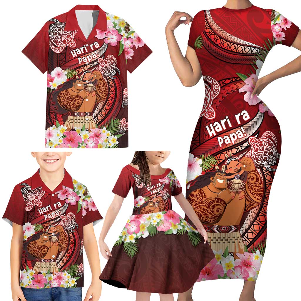 Personalised New Zealand Father's Day Family Matching Short Sleeve Bodycon Dress and Hawaiian Shirt Happy Father And Child DT04 - Polynesian Pride
